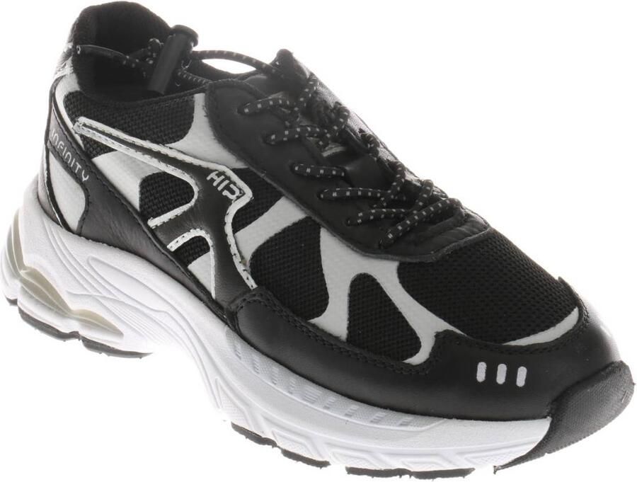 Hip leren sneakers met print zwart wit Jongens Leer All over print