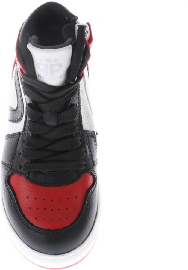 Hip leren sneakers rood zwart wit