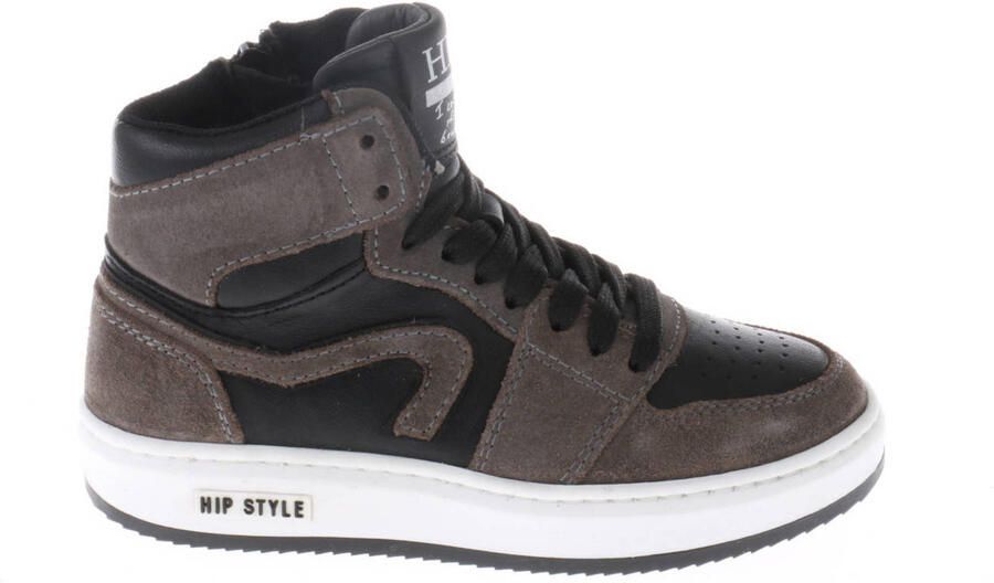 Hip leren sneakers taupe