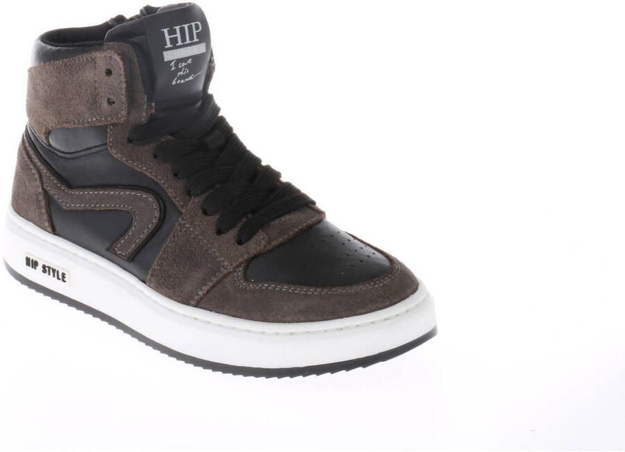 Hip leren sneakers taupe