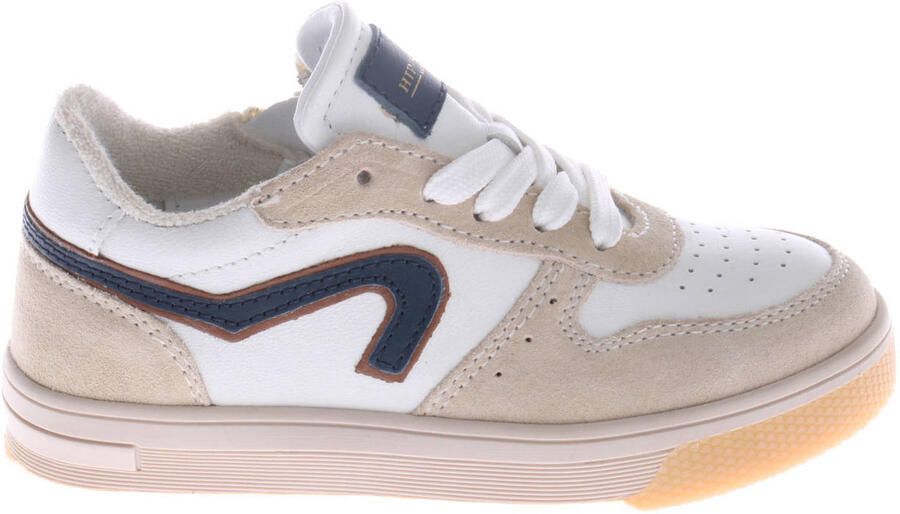 Hip leren sneakers wit beige