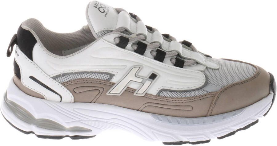 Hip leren sneakers wit beige grijs