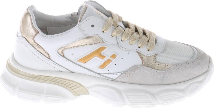 Hip leren sneakers wit goud