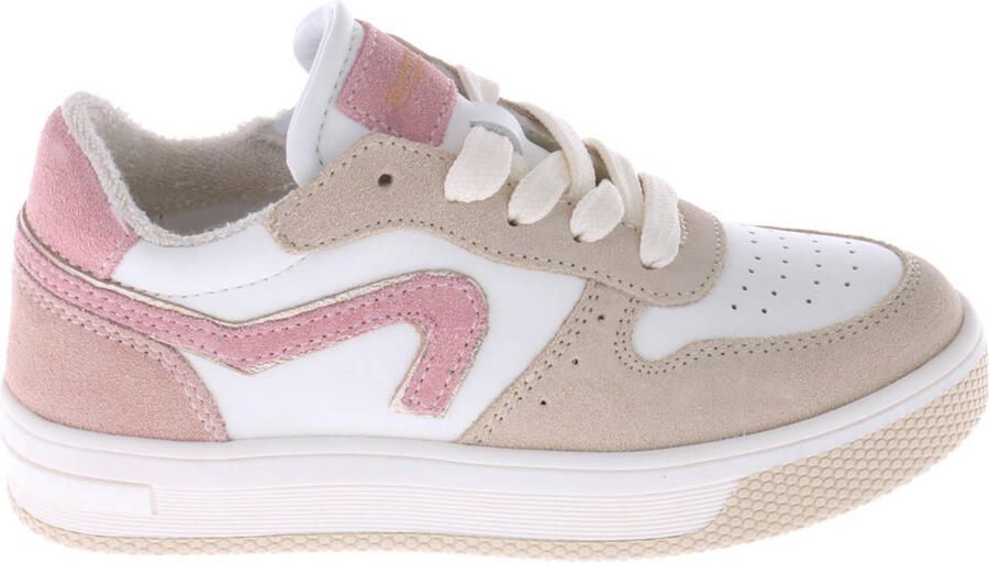 Hip leren sneakers wit roze