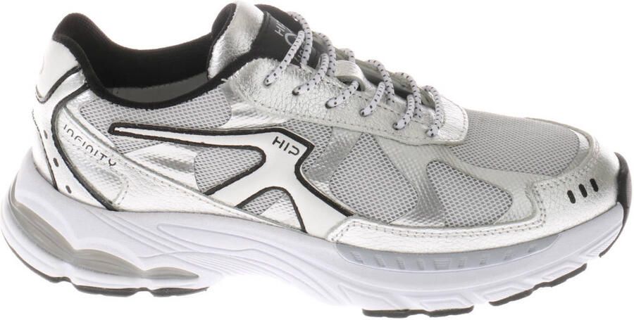 Hip leren sneakers zilver