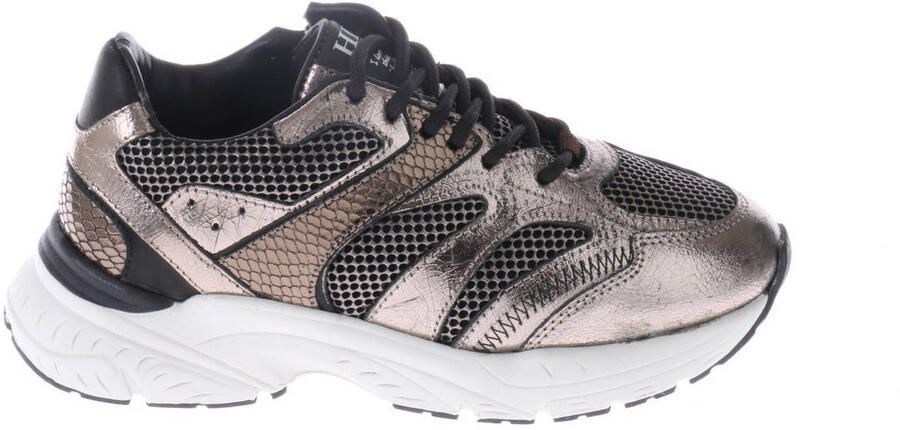 Hip leren sneakers zwart champagne