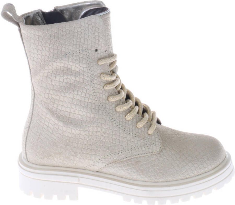 Hip leren veterboots beige