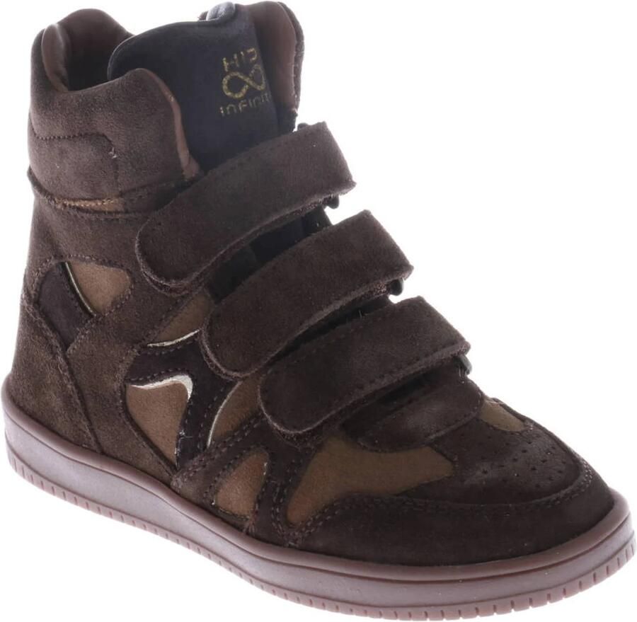 Hip suède sneakers met sleehak donkerbruin
