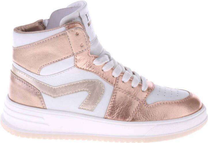 Hip leren sneakers brons wit