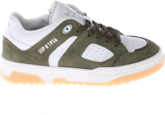 Hip leren sneakers groen wit