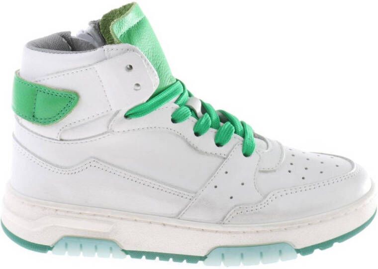 Hip leren sneakers wit groen