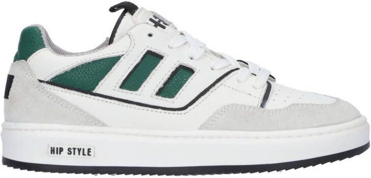 Hip leren sneakers wit groen Jongens Leer Meerkleurig 41