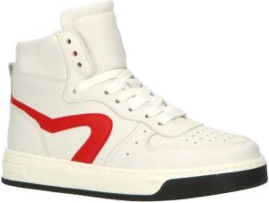 Hip leren sneakers wit rood