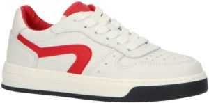 Hip leren sneakers wit rood