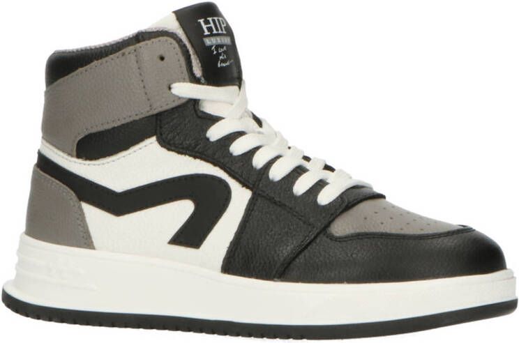Hip leren sneakers zwart grijs wit Jongens Leer Meerkleurig 36