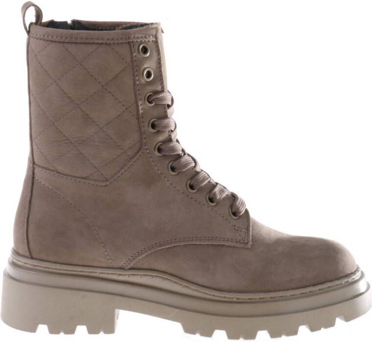 Hip leren veterboots kaki