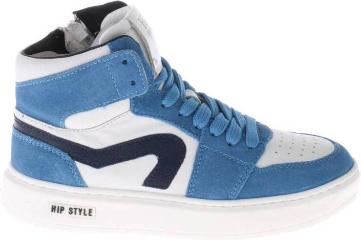 Hip H1665 suède sneakers blauw wit Jongens Leer Meerkleurig 32