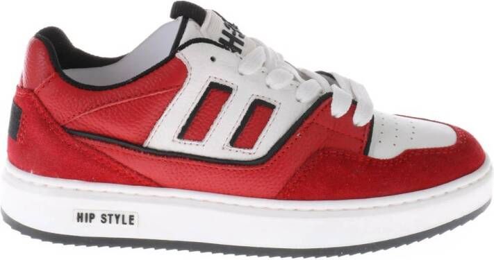 Hip suède sneakers rood wit Jongens Leer Meerkleurig 27