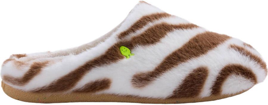 Hot Potatoes imitatiebont pantoffels met dierenprint wit bruin