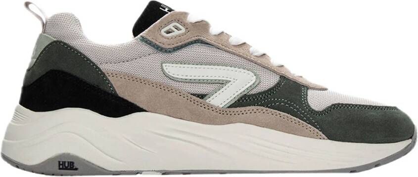 HUB Glide S43 suède sneakers grijsgroen beige