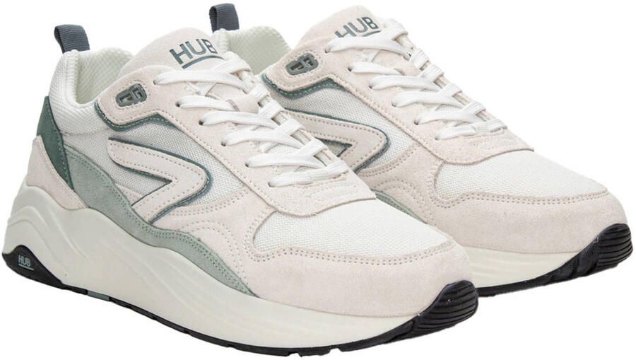 HUB Glide chunky suède sneakers beige groen