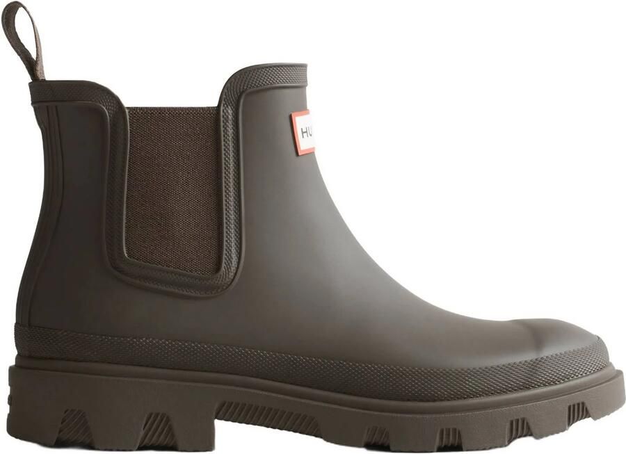 Hunter downpour chelsea rubber regenlaarzen met logo en profielzool bruin