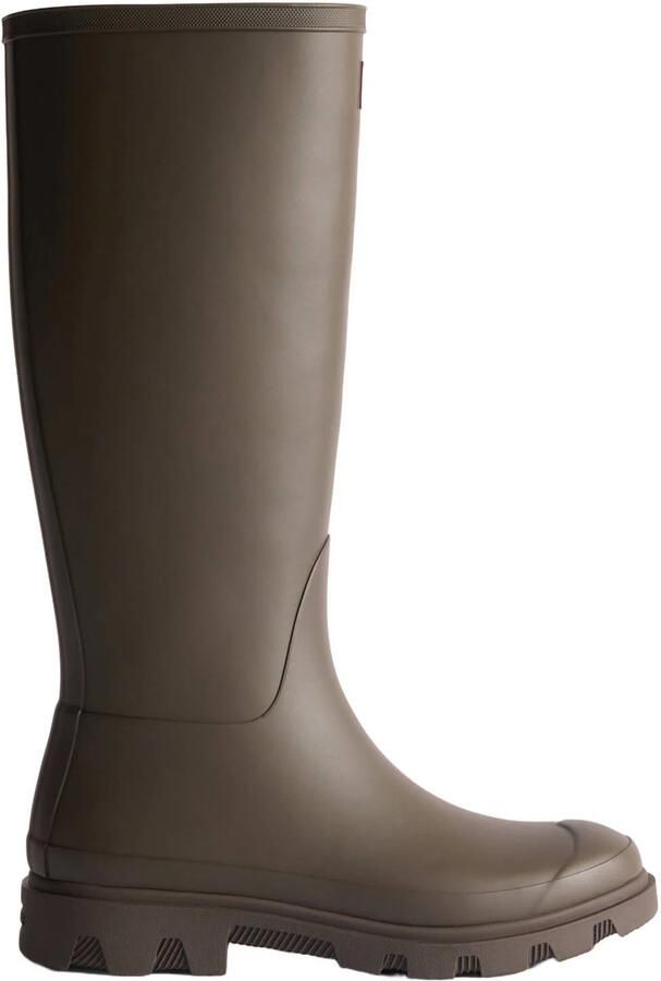 Hunter Downpour tall regenlaarzen met profielzool en logo bruin