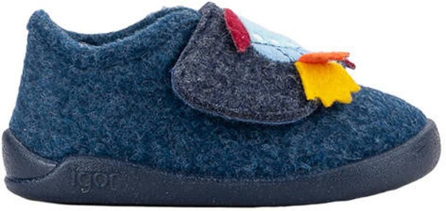 Igor pantoffels donkerblauw Jongens Vilt Effen