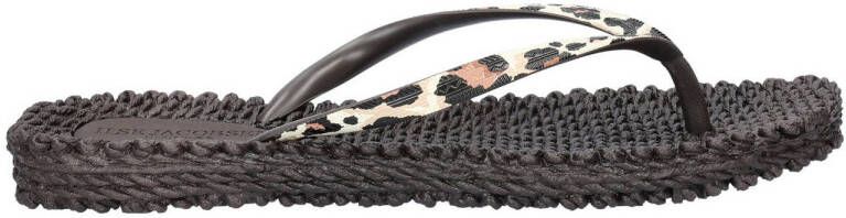 Ilse Jacobsen Cheerful teenslippers met panterprint zwart beige