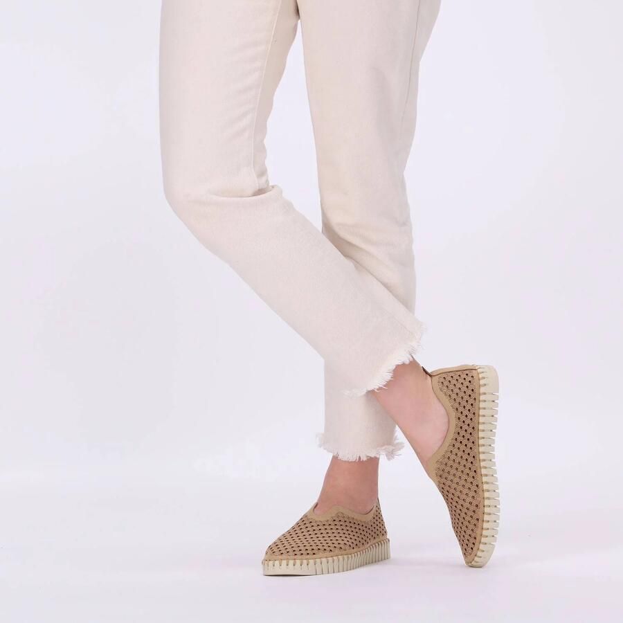 Ilse Jacobsen Instappers Dames Instapschoenen Damesschoenen Canvas Tulip3275 Camel - Foto 2