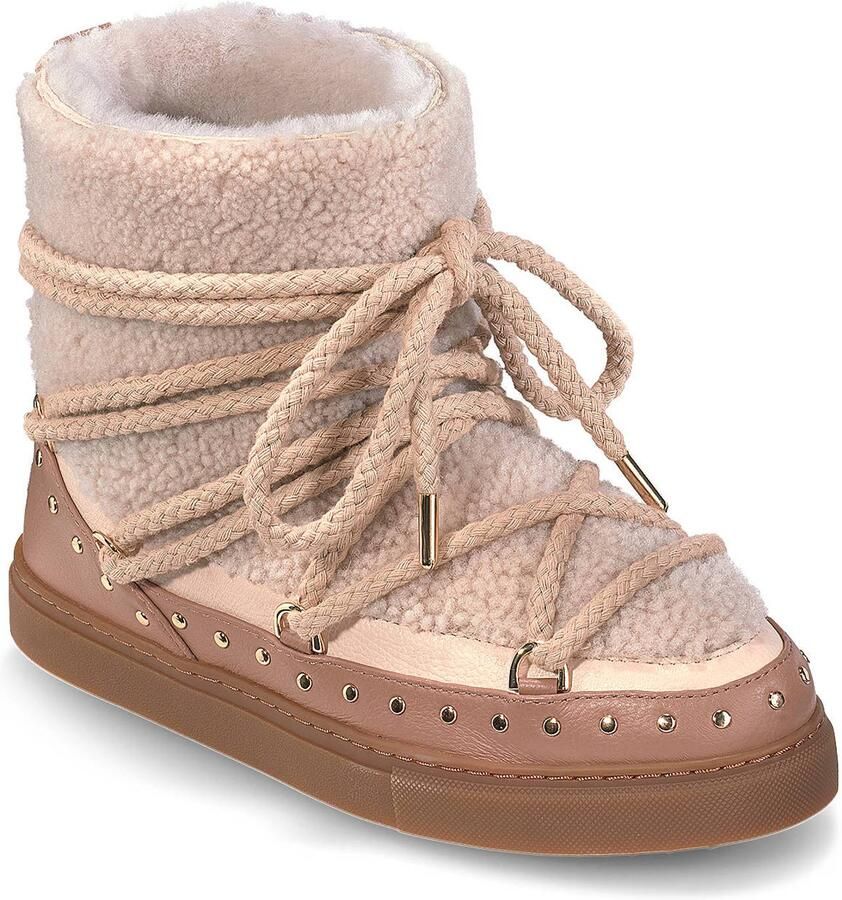 INUIKII Vachtlaarzen Dames Curly Rock Faux Fur Beige - Foto 7