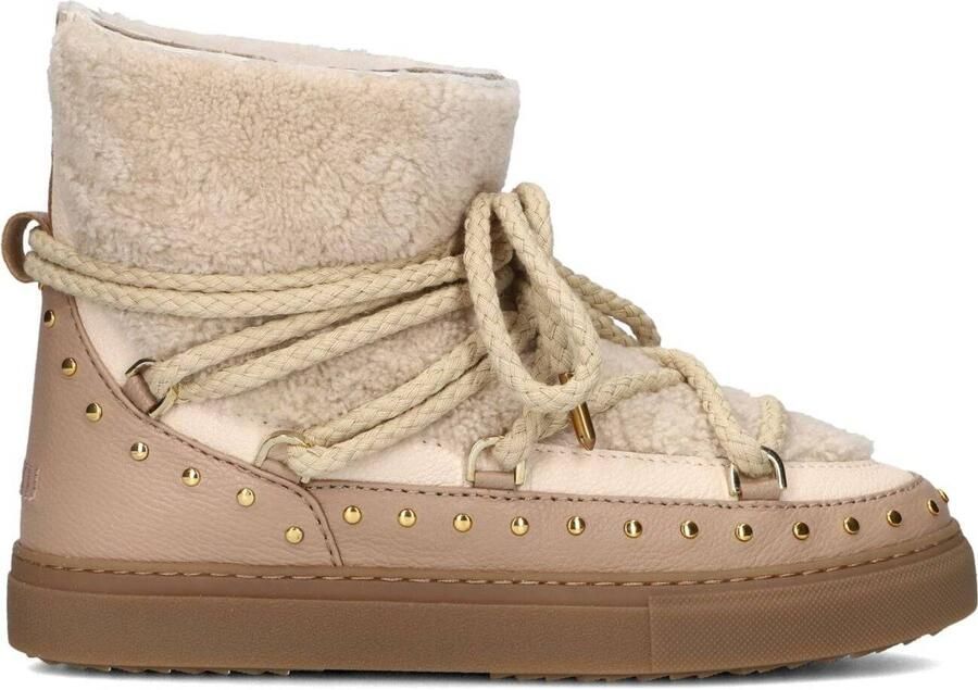 Inuikii Handgemaakte Waterdichte Krullende Rock Laarzen Beige Dames