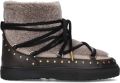 INUIKII Enkellaarsjes Dames Outdoor Snowboots Damesschoenen Leer Curly Rock Zwart combi - Bruin