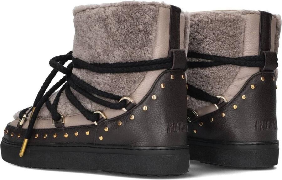 INUIKII Enkellaarsjes Dames Outdoor Snowboots Damesschoenen Leer Curly Rock Zwart combi - Foto 2