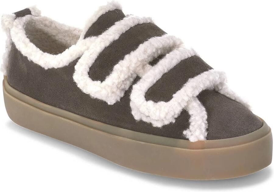 INUIKII Instappers Dames Shearling Low Velcro Textiel Bruin - Foto 6
