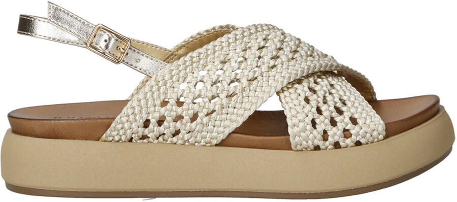 Inuovo leren sandalen met plateauzool en gevlochten goud