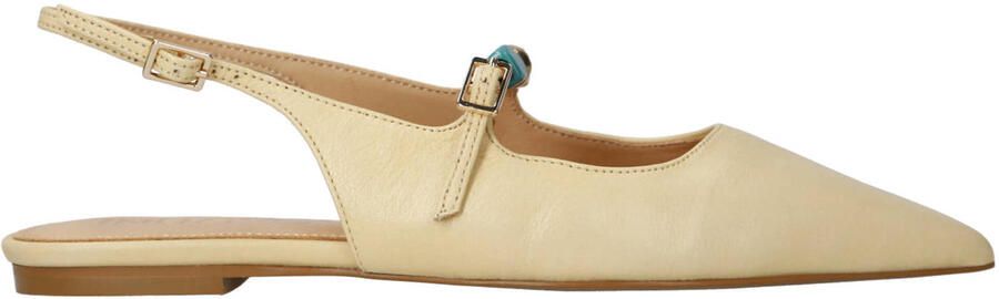 Inuovo leren slingback loafers lichtgeel