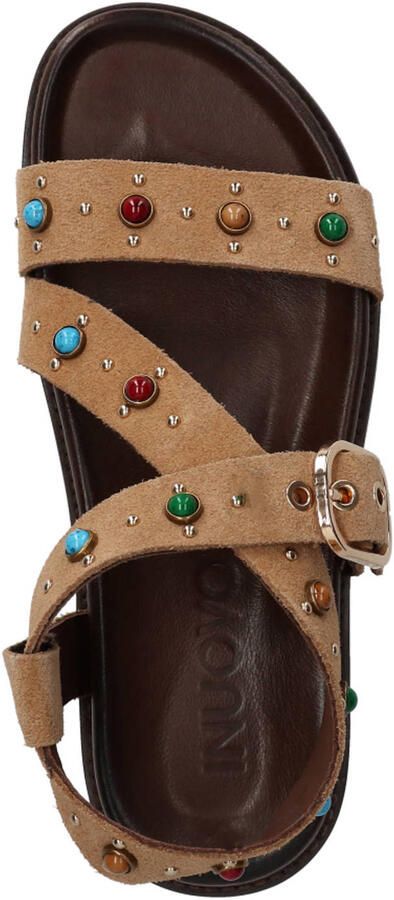 Inuovo suède sandalen met sierstenen en studs beige - Foto 2