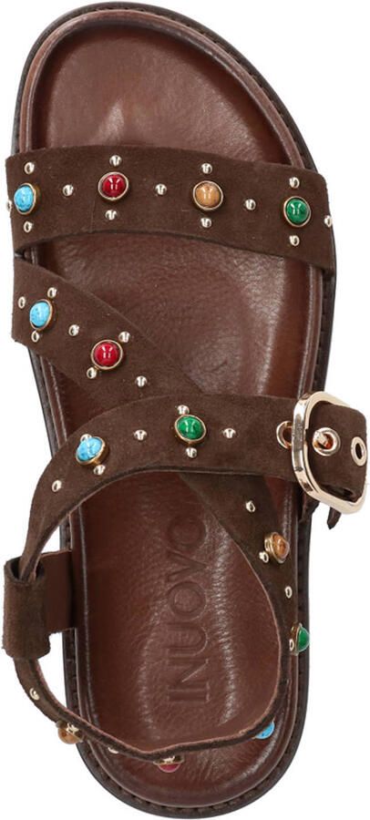 Inuovo suède sandalen met sierstenen en studs bruin - Foto 2