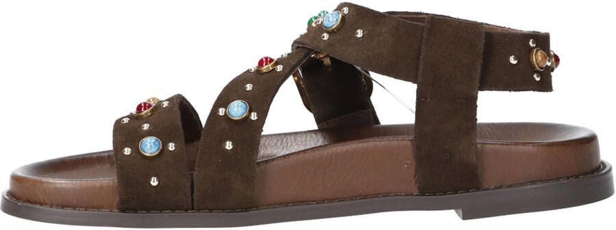 Inuovo suède sandalen met sierstenen en studs bruin - Foto 3