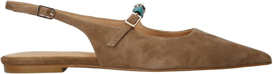 Inuovo suède slingback loafers met kraaltjes bruin
