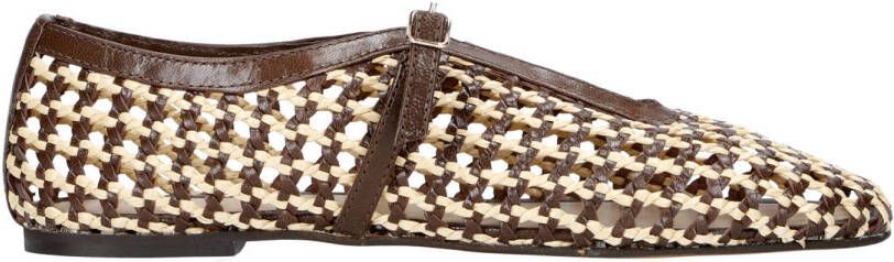 Inuovo raffia ballerina's bruin beige