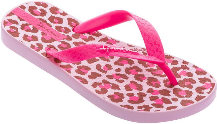 Ipanema Classic Kids teenslippers met panterprint roze