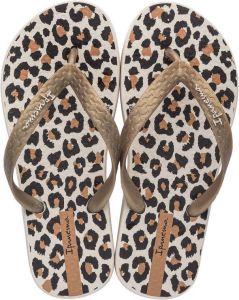 Ipanema Classic Kids teenslippers met panterprint beige goud bruin