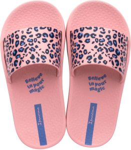 Ipanema Urban Slide badslippers met panterprint roze blauw