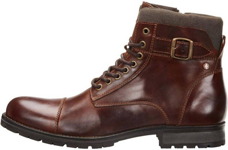 JACK & JONES JFWALBANY leren veterboots bruin