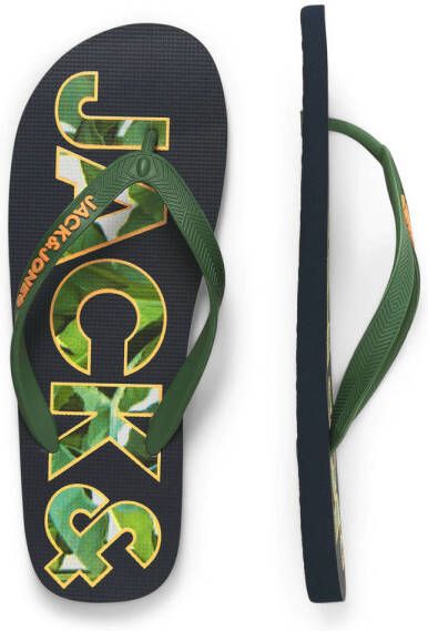 JACK & JONES Jfwlogo Palm Print Flip Flop teenslippers groen