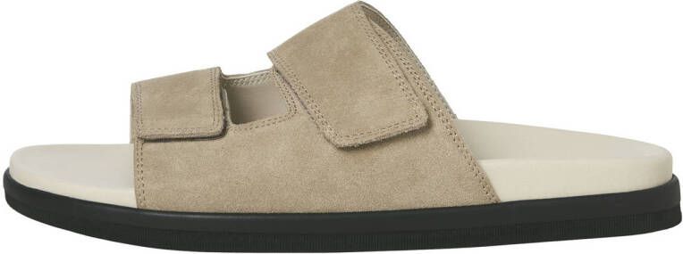 JACK & JONES Jfwstockholm Suede Velcro Sandal leren slippers beige