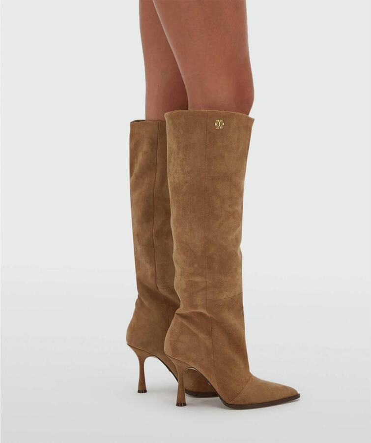 JOSH V Venna suèdelook laarzen met hak lichtkaki