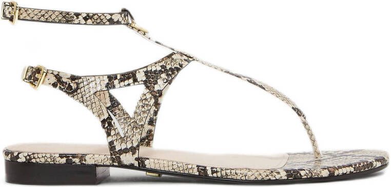 JOSH V Romijn sandalen met slangenprint beige